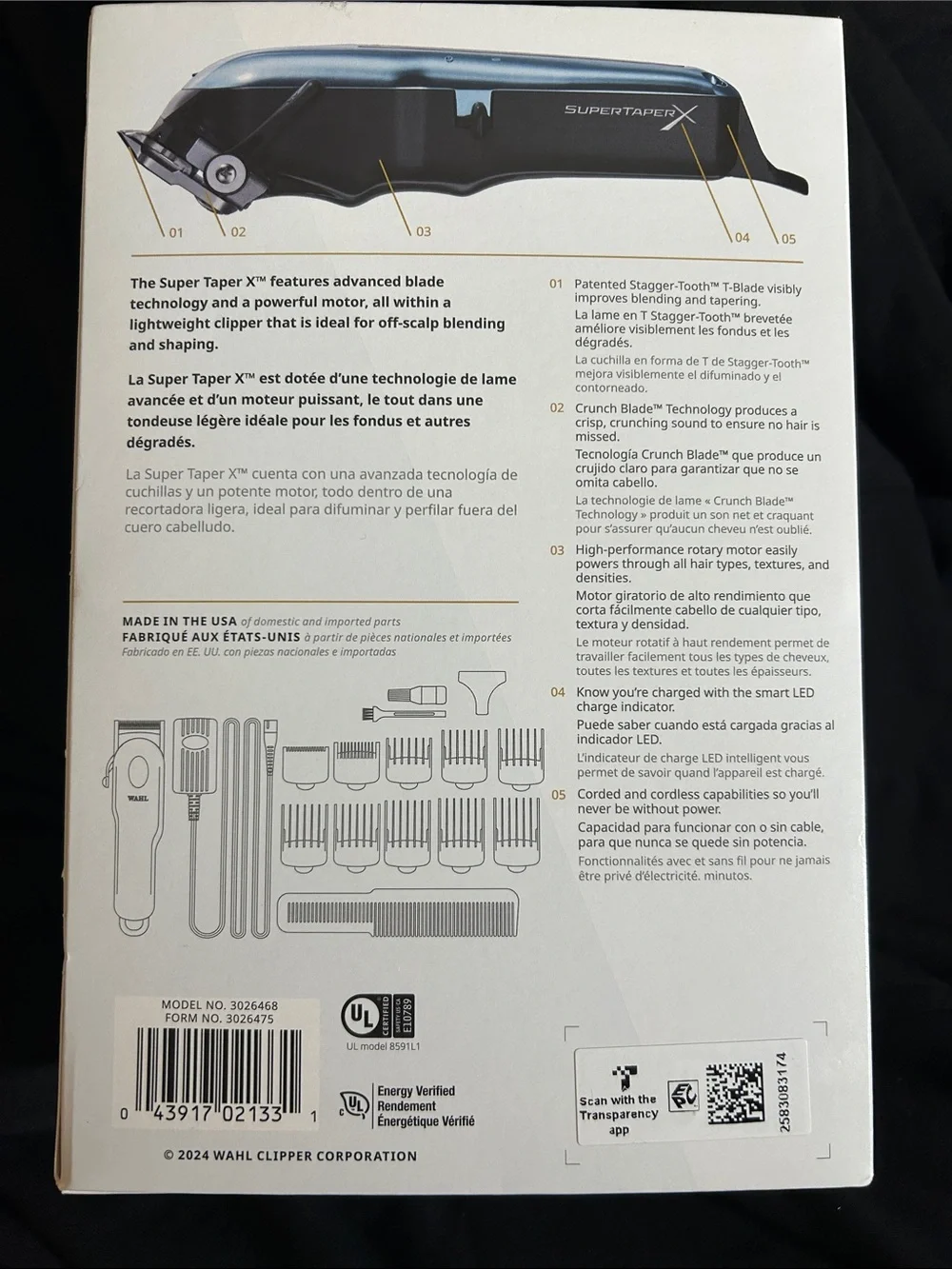 Brand New! Pro Level Wahl Super Taper X Cordless Clipper in Metallic Blue